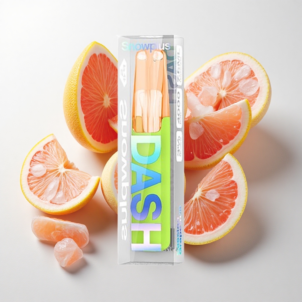 Snowplus Dash 4000 Puffs Engangsenhed Passion Grapefrugt med 7,5 ml e-væske og keramik fordamper