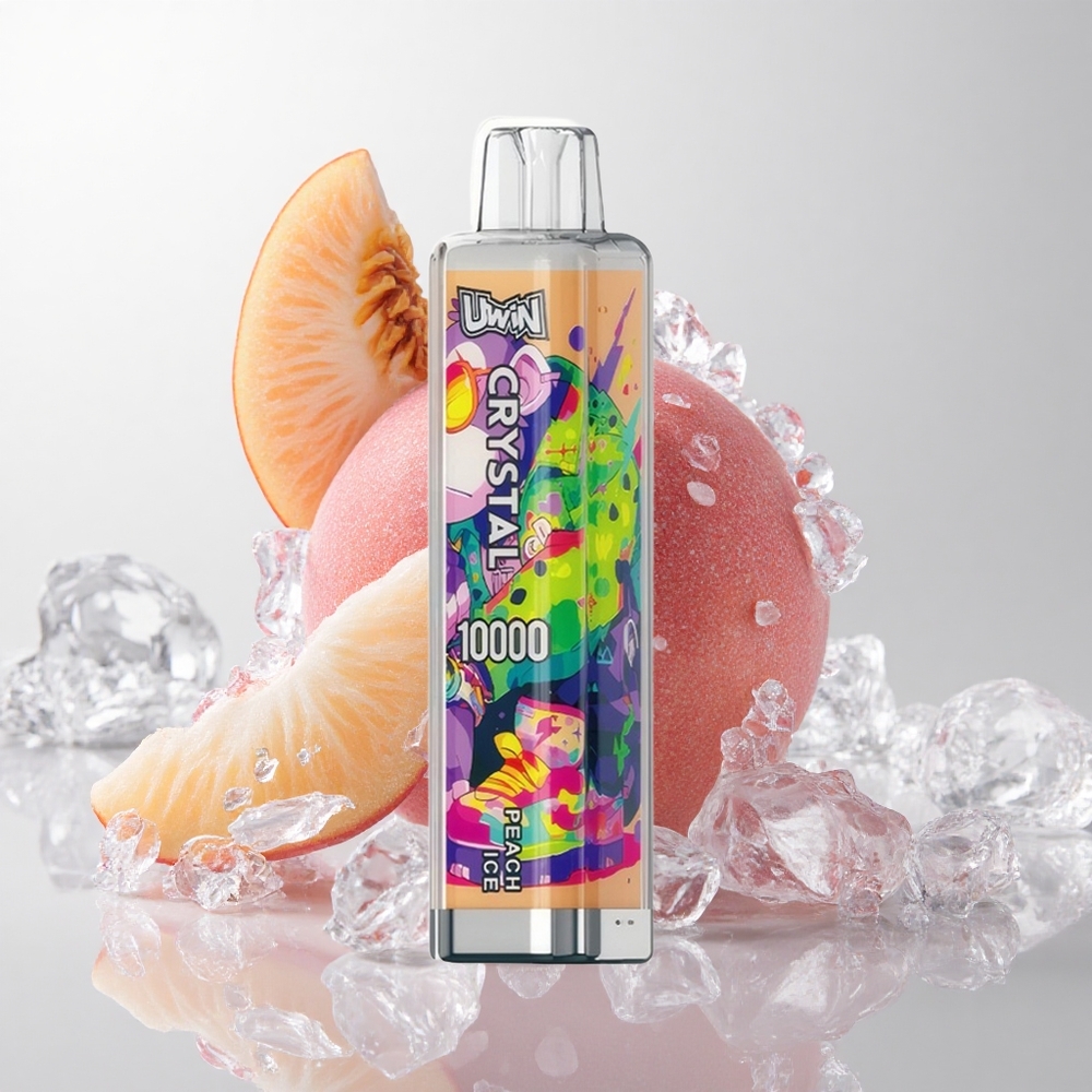 UWIN Crystal 10000 Puffs Fersken Is med RGB-lys og 18ml e-væske