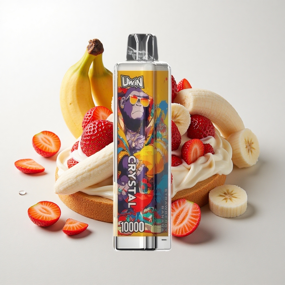 UWIN Crystal 10000 Puffs Jordbær Banan med RGB-lys og 18ml e-væske