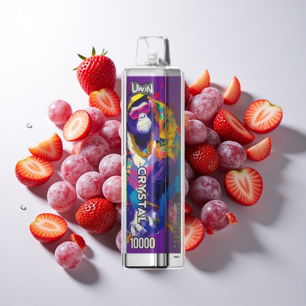UWIN Crystal 10000 Puffs Jordbær Drue med RGB-belysning og 18ml e-væske