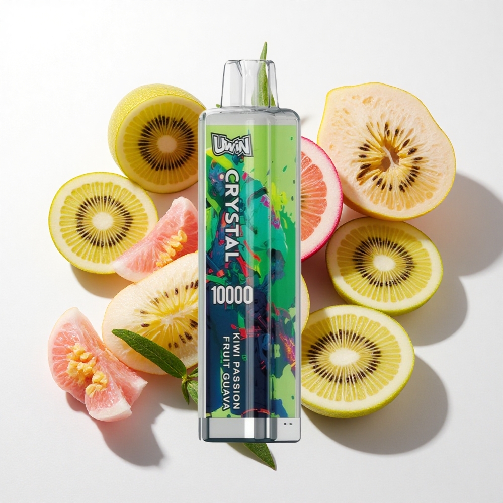 UWIN Crystal 10000 Puffs Kiwi Passionsfrugt Guava med RGB-lys og 18ml e-væske
