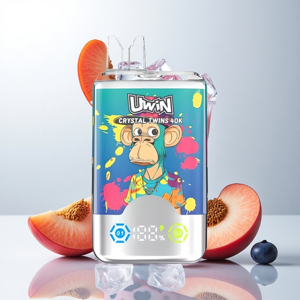 UWIN Crystal Twins 40000 Puffs Blåbær På Is & Sommerfersken Is med 32ml E-væske Kapacitet
