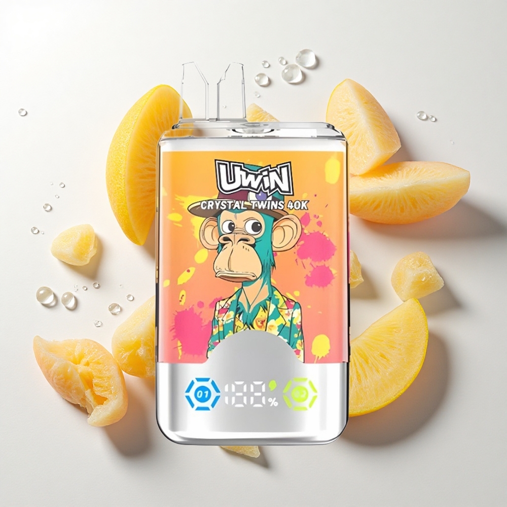UWIN Crystal Twins 40000 Puffs Fersken Mango Ananas Red Bull med 32 ml e-væske