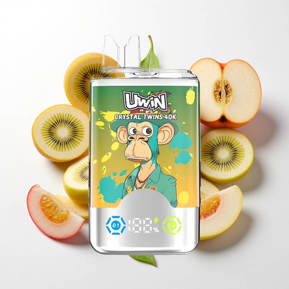 UWIN Crystal Twins 40000 Puffs Kiwi Passionsfrugt Guava To Æbler med 32ml E-væske og 850mAh batteri
