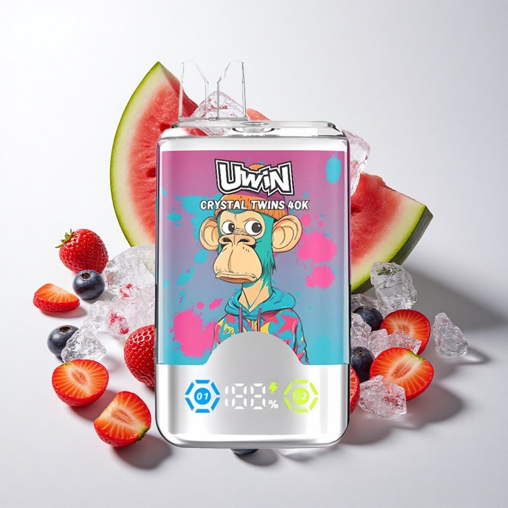 UWIN Crystal Twins 40000 Puffs Vandmelon Is Blandede Bær med 32ml E-væske og Type-C Opladning
