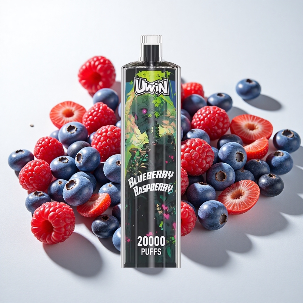 Uwin Shisha Hookah Crystal 20000 Puffs Blåbær Hindbær med 22ml kapacitet og Type-C opladning