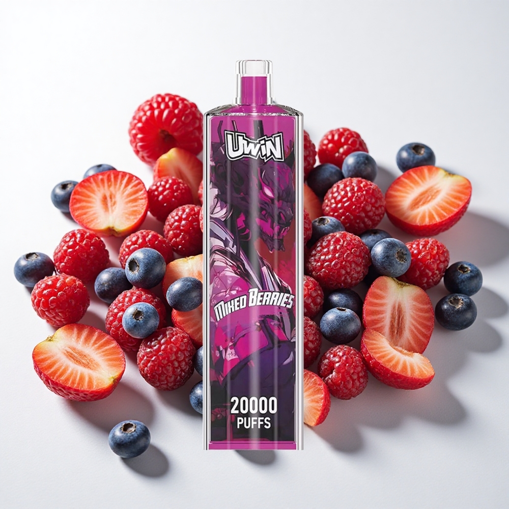 Uwin Shisha Hookah Crystal 20000 Puffs Blandede Bær med 22ml Kapacitet og Type-C Opladning