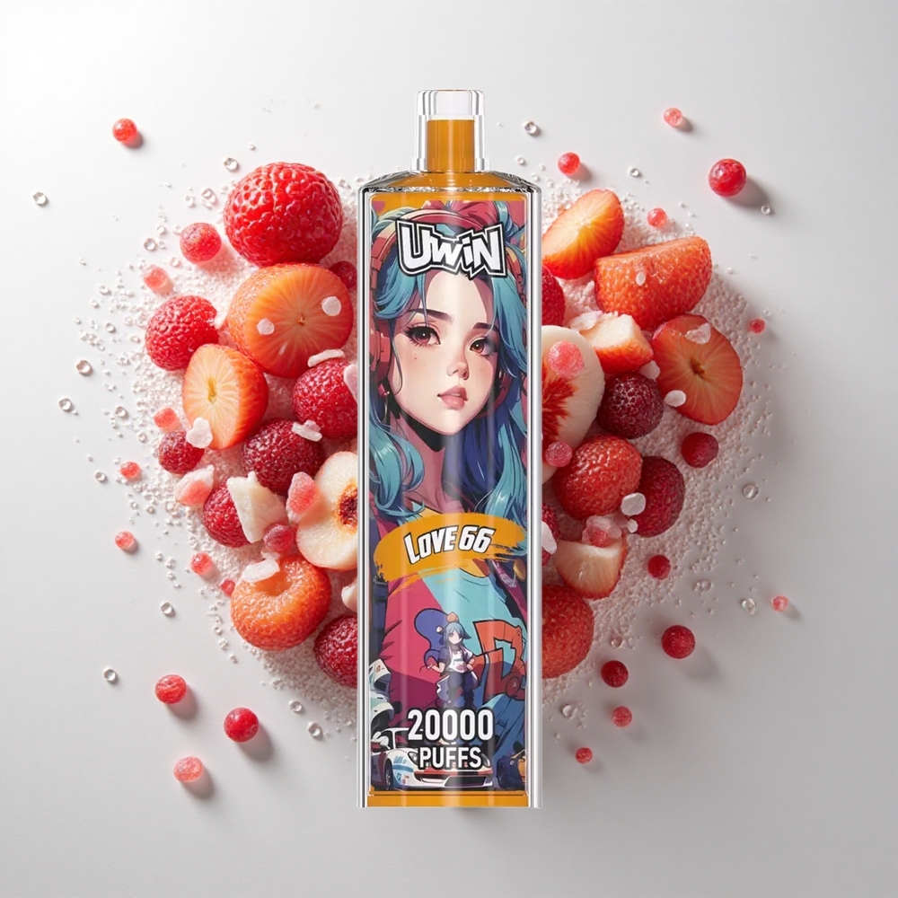 Uwin Shisha Hookah Crystal 20000 Puffs Kærlighed 66 med 22ml kapacitet og Type-C opladning