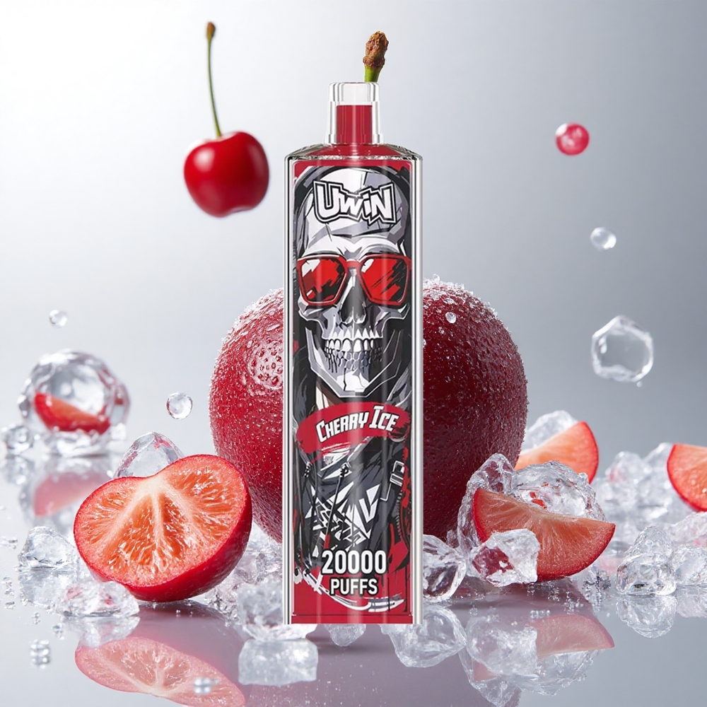 Uwin Shisha Hookah Crystal 20000 Puffs Kirsebær Is med 22ml Kapacitet og Type-C Opladning