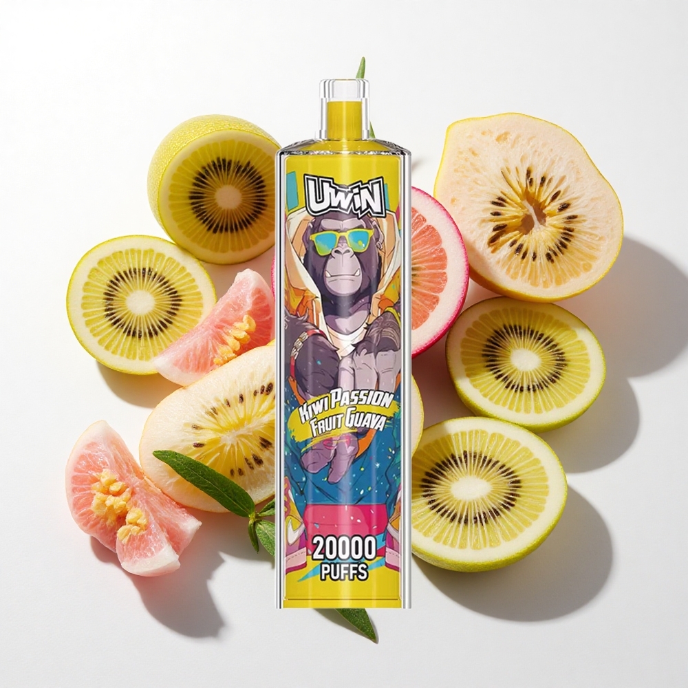 Uwin Shisha Hookah Crystal 20000 Puffs Kiwi Passionsfrugt Guava med 22 ml kapacitet og Type-C opladning