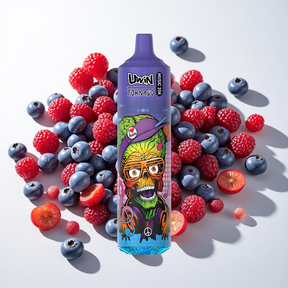 Uwin Tornado 35K Blåbær Kirsebær Tranebær Musik Engangs Vape med 35000 puff og Type-C opladning