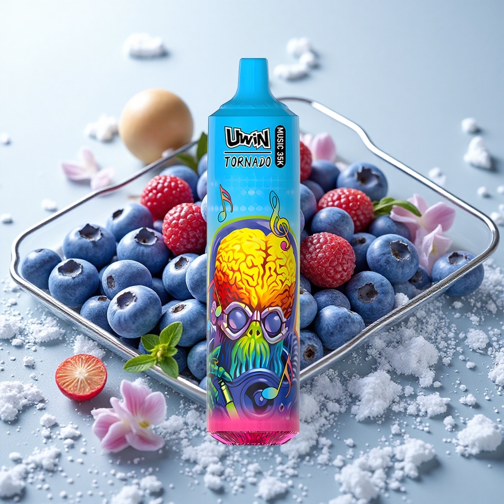 Uwin Tornado 35K Blåbær på Is Music Engangs Vape med 35000 puff og Type-C opladning