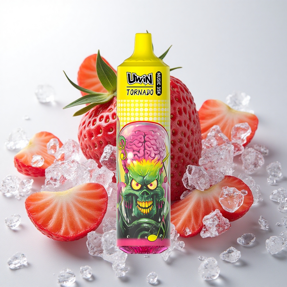 Uwin Tornado 35K Jordbær Is Music Engangs Vape med 35000 puff og Type-C opladning