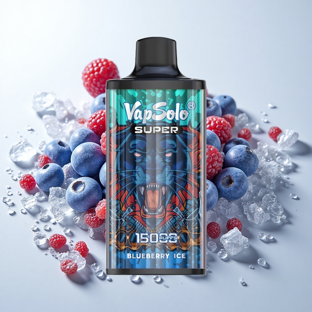 Vapsolo Super 15000 puffs Blåbær Is med 40ml e-væske og Type-C opladning