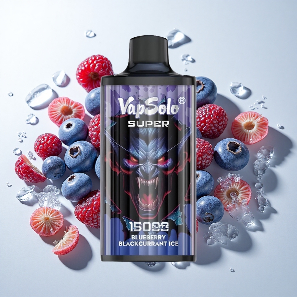 Vapsolo Super 15000 puffs Blåbær Solbær Is med 40ml e-væske og Type-C opladning