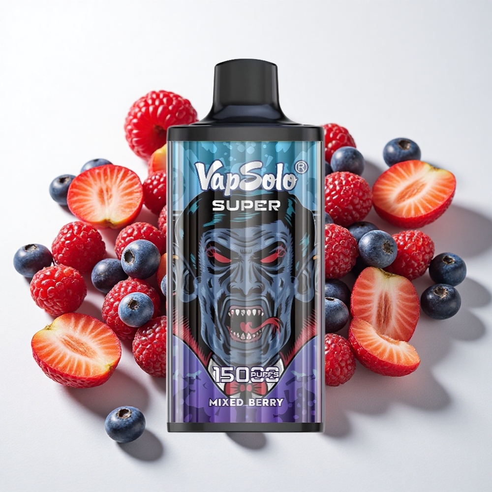 Vapsolo Super 15000 puffs Blandede Bær med 40ml E-Væske og Type-C Opladning