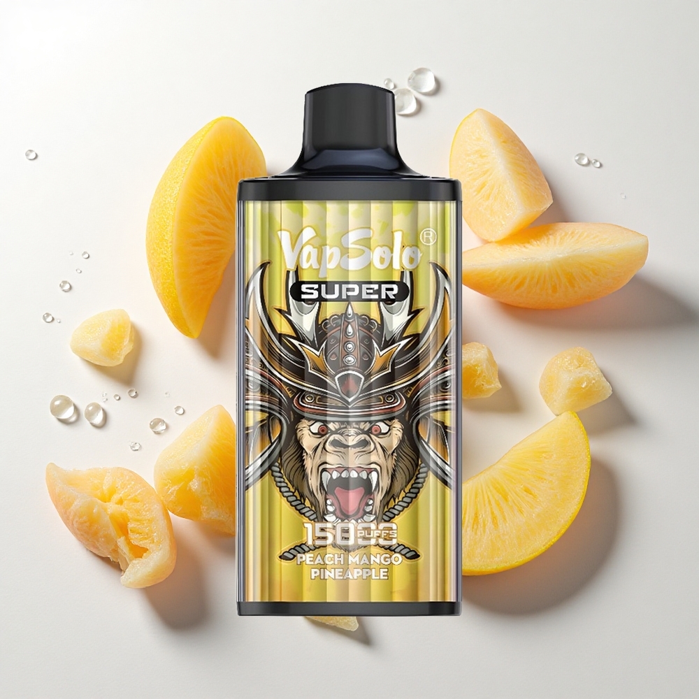 Vapsolo Super 15000 puffs Fersken Mango Ananas med 40ml E-væske og Type-C opladning