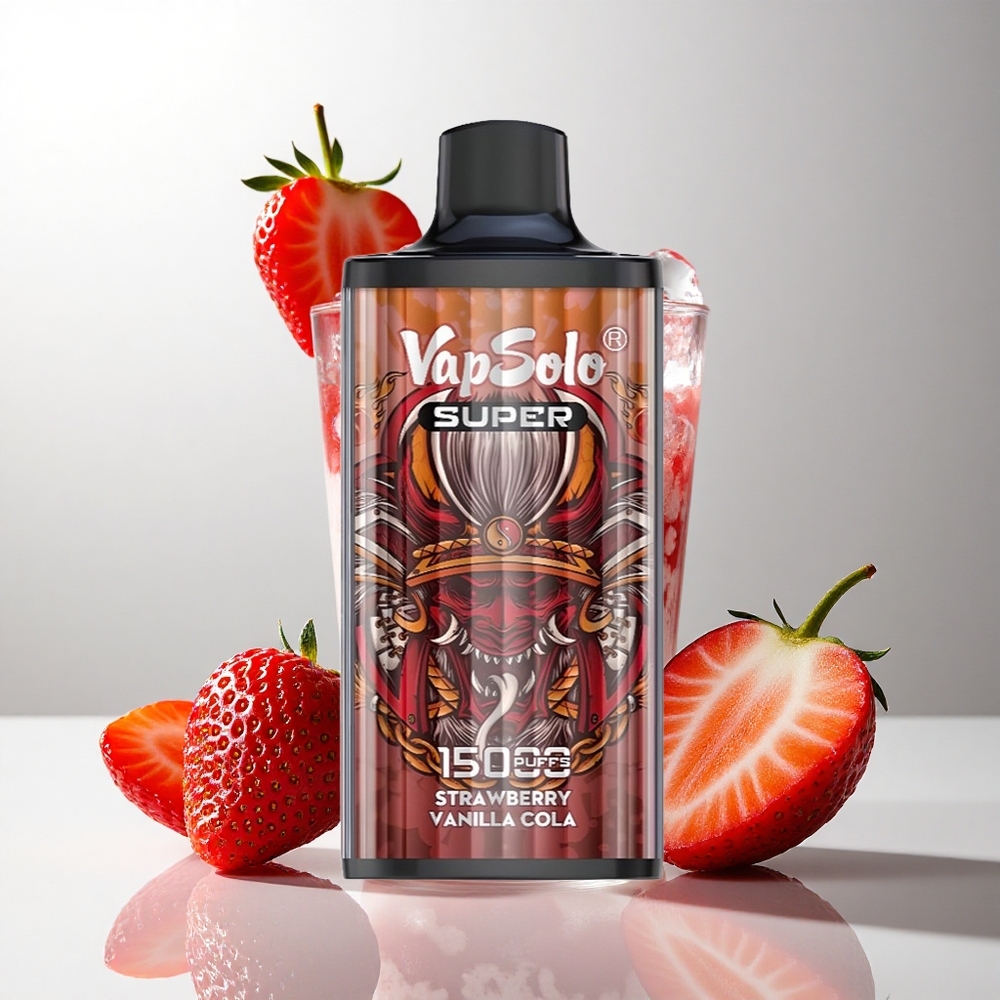 Vapsolo Super 15000 puffs Jordbær Vanilje Cola med 40ml e-væske og Type-C opladning