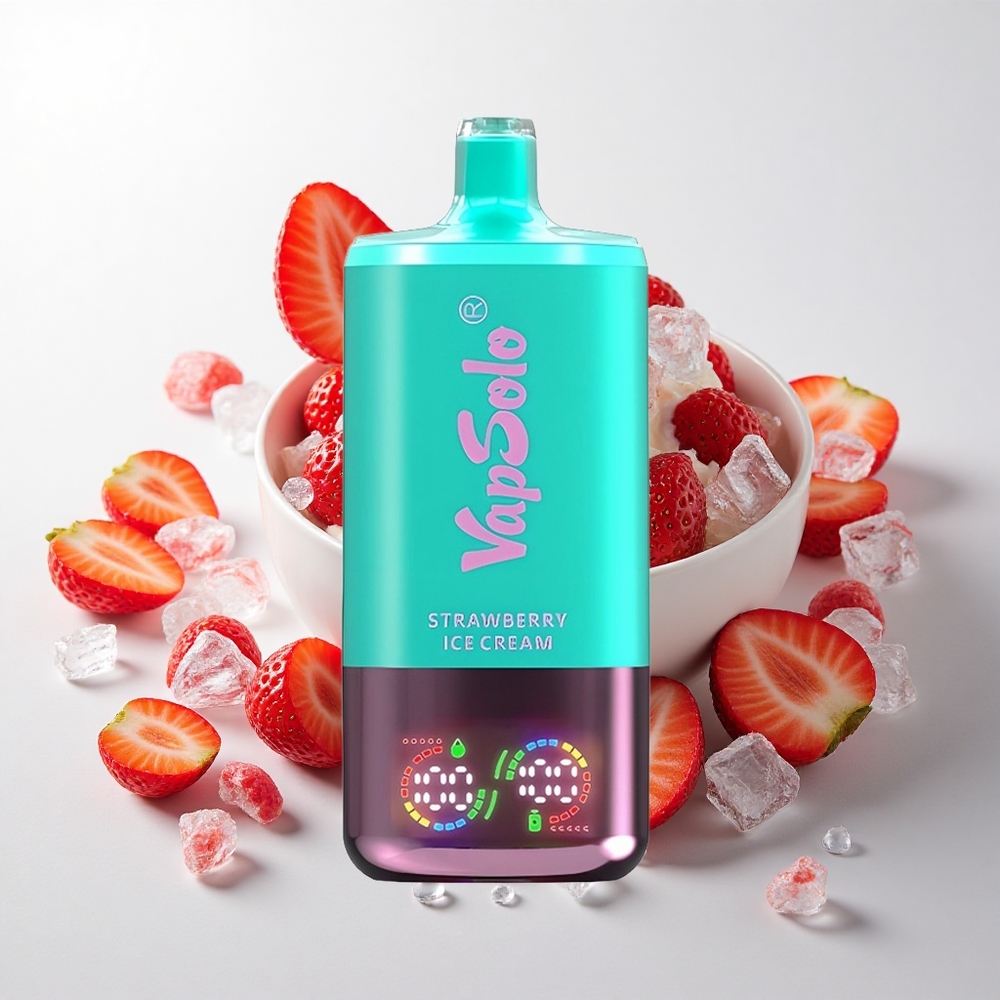 VapSolo Triple 30000 Puffs Jordbær Iscreme med 40ml E-Væske og Type-C Opladning