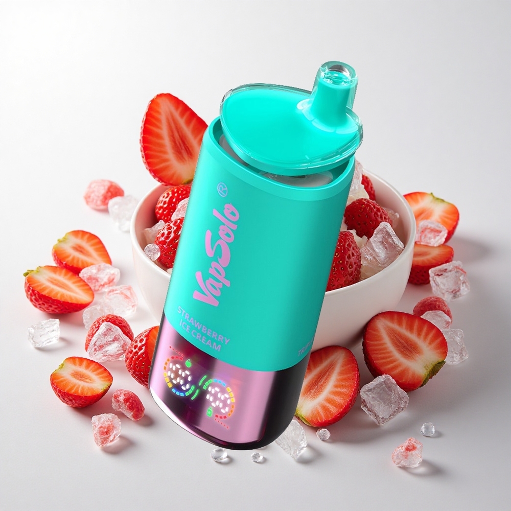 VapSolo Triple 30000 Puffs Jordbær Iscreme med 40ml E-Væske og Type-C Opladning