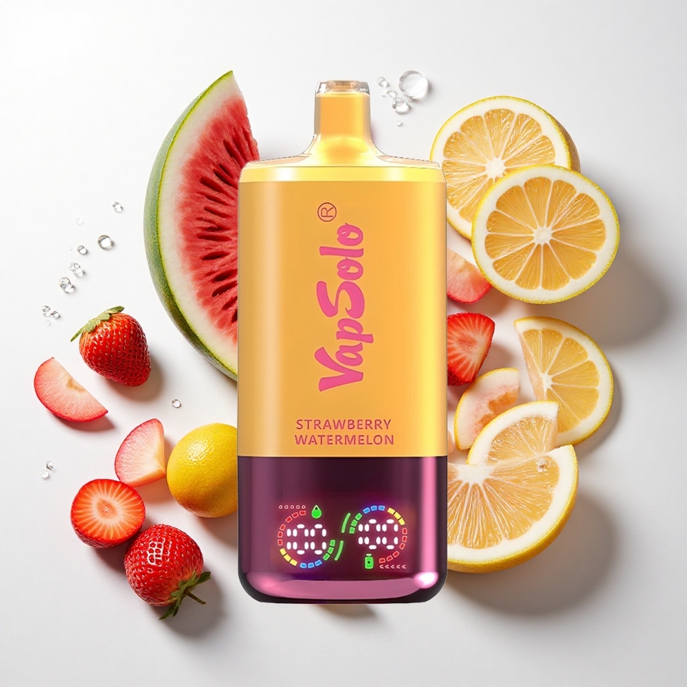 VapSolo Triple 30000 Puffs Jordbær Vandmelon & Citron Fersken med 40ml e-væske og Type-C opladning