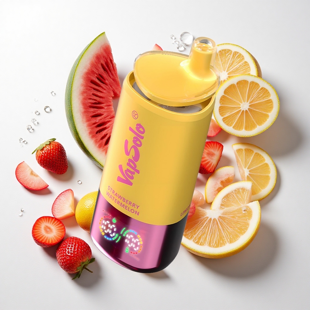 VapSolo Triple 30000 Puffs Jordbær Vandmelon & Citron Fersken med 40ml e-væske og Type-C opladning