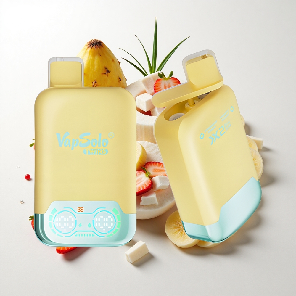 Vapsolo Twins 20000 Puffs Ananas Kokos & Jordbær Banan med 40 ml E-væske og Type-C opladning