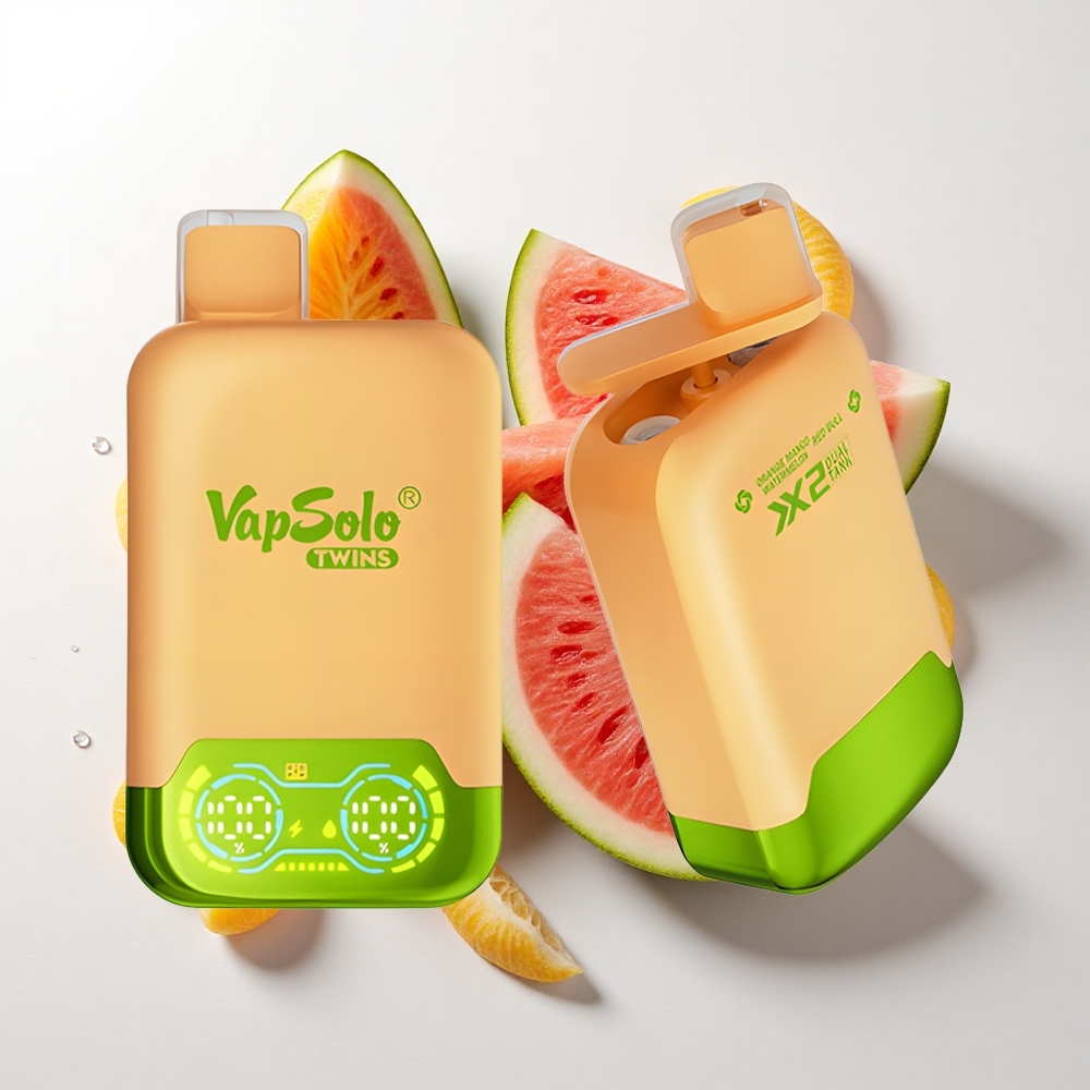 Vapsolo Twins 20000 Puffs Appelsin Mango Vandmelon & Red Bull med 40 ml E-væske og Type-C-opladning