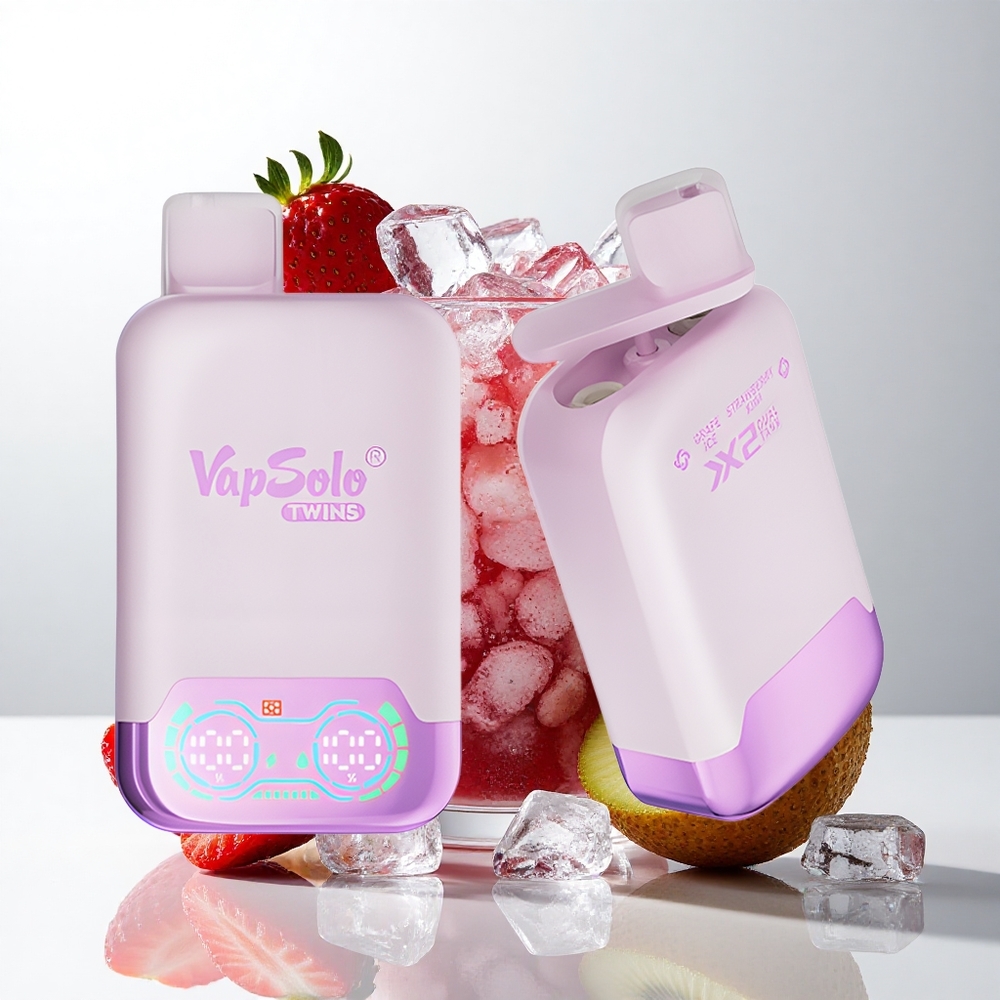 Vapsolo Twins 20000 Puffs Drues Is & Jordbær Kiwi – 40 ml E-Væske, Type-C Opladning