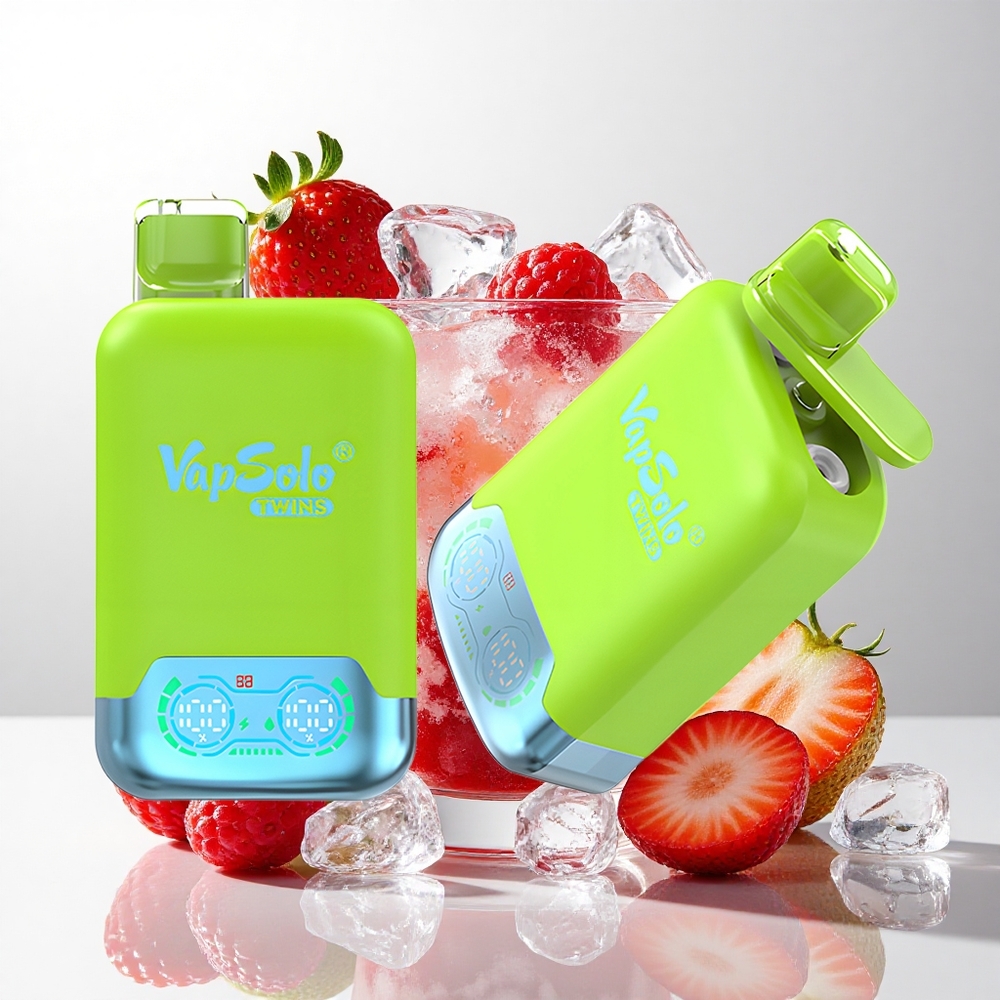 Vapsolo Twins 20000 Puffs Jordbær Kiwi & Jordbær Hindbær Kirsebær Is / Type-C opladning / 40 ml e-væske
