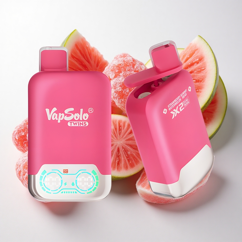 Vapsolo Twins 20000 Puffs Jordbær Vandmelon & Gummibjørn med 40 ml e-væske og Type-C opladning