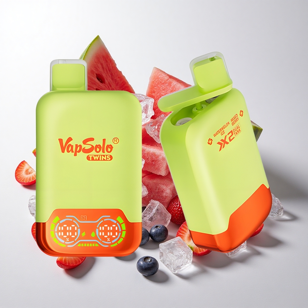 Vapsolo Twins 20000 Puffs Vandmelon Is & Blandet Bær med 40 ml E-væske og Type-C opladning
