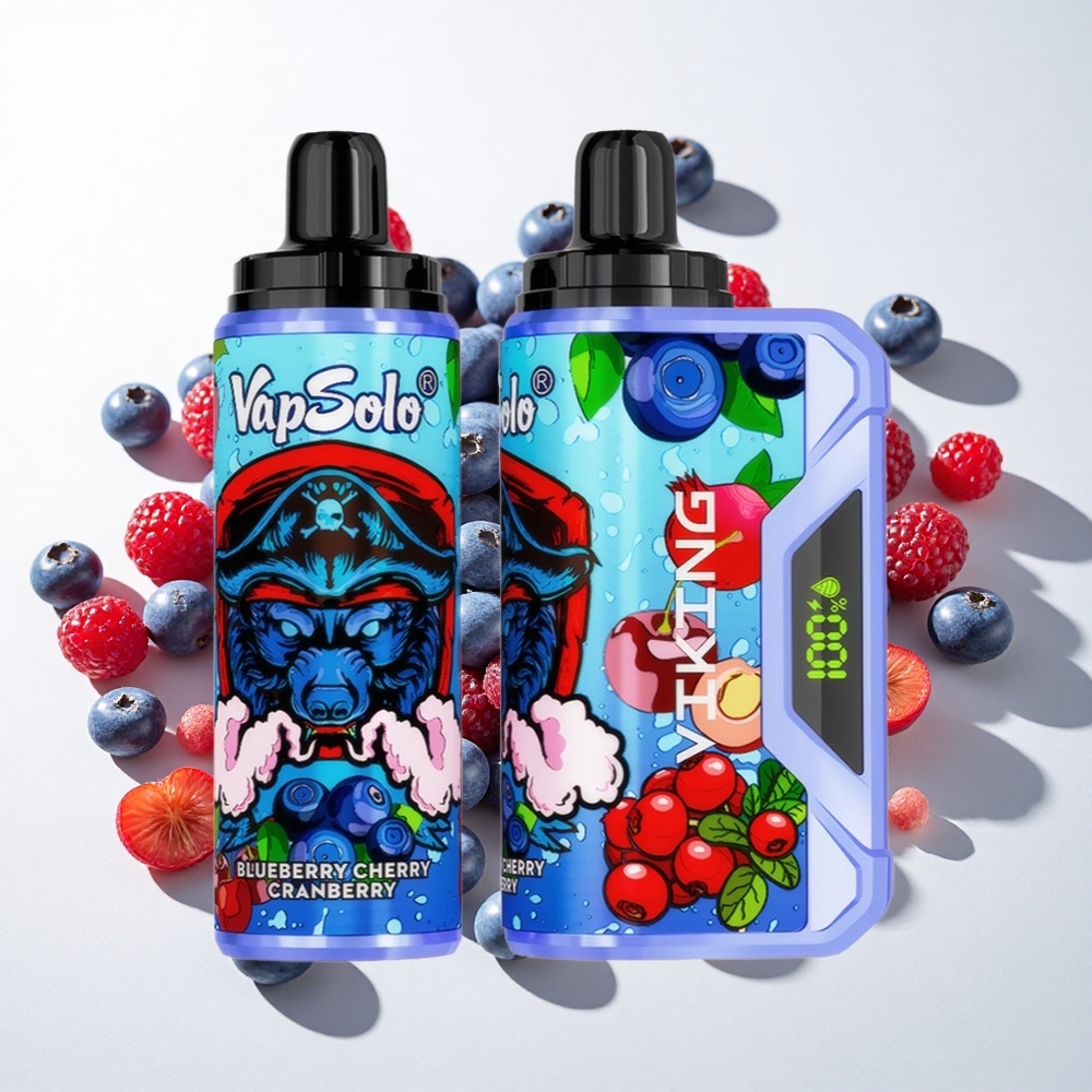 VapSolo VIKING 12000 Puffs Blåbær Kirsebær Engbær med 22ml E-Væske & Type-C Opladning