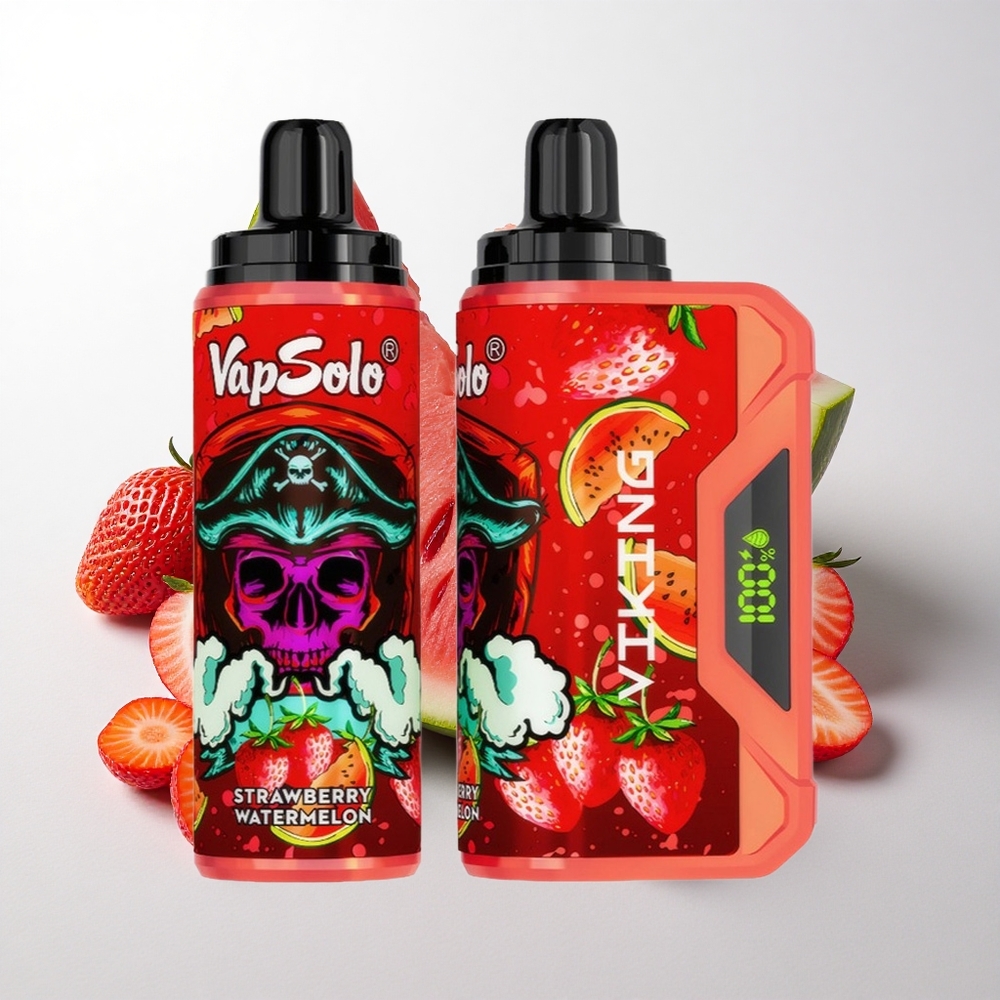 VapSolo VIKING 12000 Puffs Engangs E-Cigaret Jordbær Vandmelon med 22ml E-Væske & Type-C Opladning