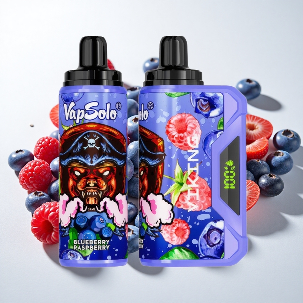 VapSolo VIKING 12000 Puffs Engangs E-cigaret Blåbær Hindbær med 22ml E-væske og Type-C Opladning