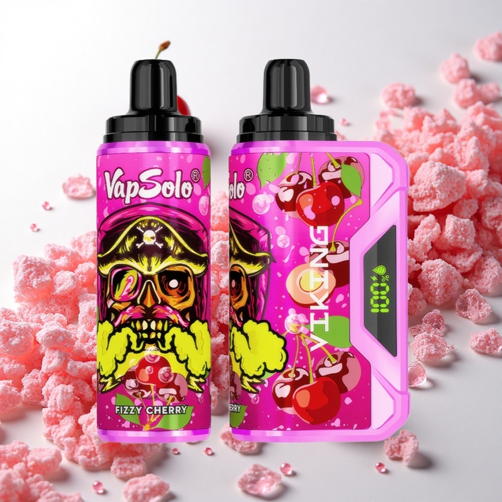 VapSolo VIKING 12000 Puffs Frisk Kirsebær Engangs Vape med 22 ml E-væske og Type-C opladning