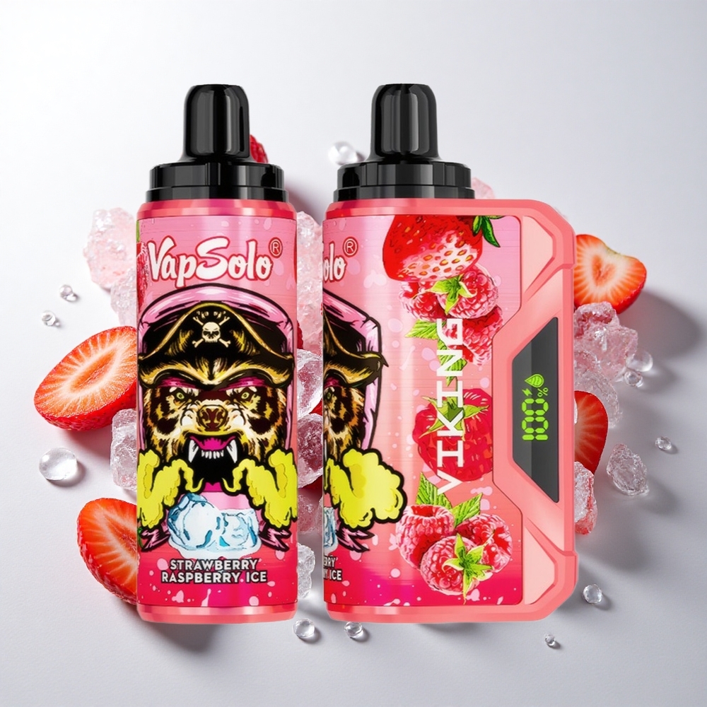VapSolo VIKING 12000 Puffs Jordbær Hindbær Is med 22ml E-Væske og Type-C Opladning