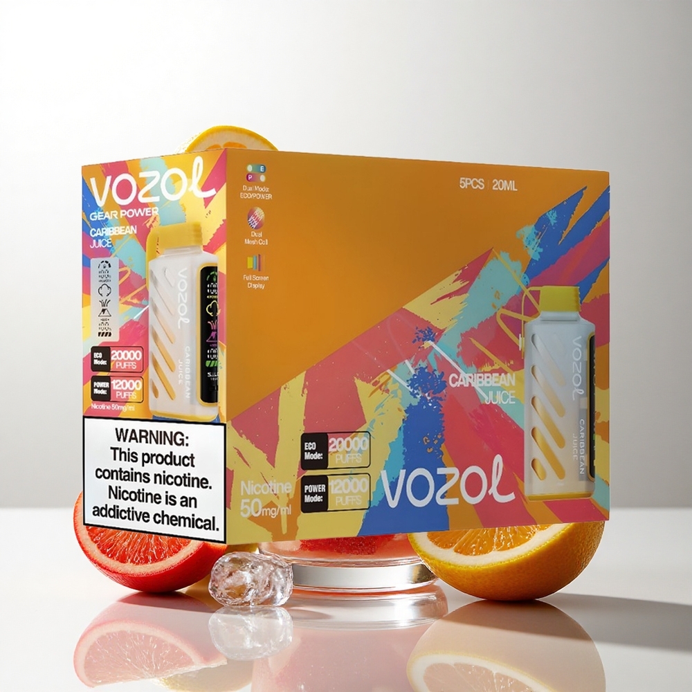 VOZOL Gear Power 20000 Puffs Caribisk Juice med S.i.L.C. Tech og 20mL E-Væske