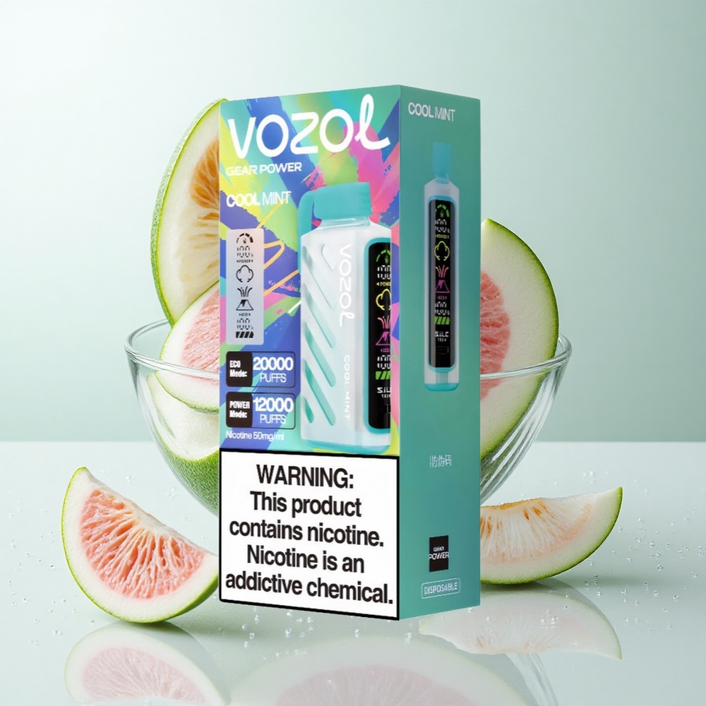 VOZOL Gear Power 20000 Puffs Cool Mynte med Full Screen Display og 20mL E-Væske
