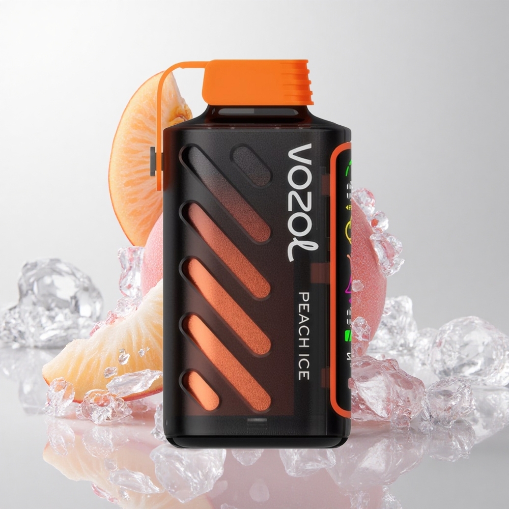 VOZOL Gear Power 20000 Puffs Fersken Is med S.i.L.C. Tech og 20mL Forfyldt E-Væske