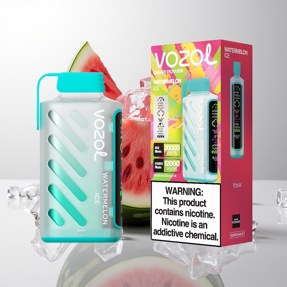 VOZOL Gear Power 20000 Puffs Vandmelon Is med S.i.L.C. Tech og 20mL Forfyldt E-Væske