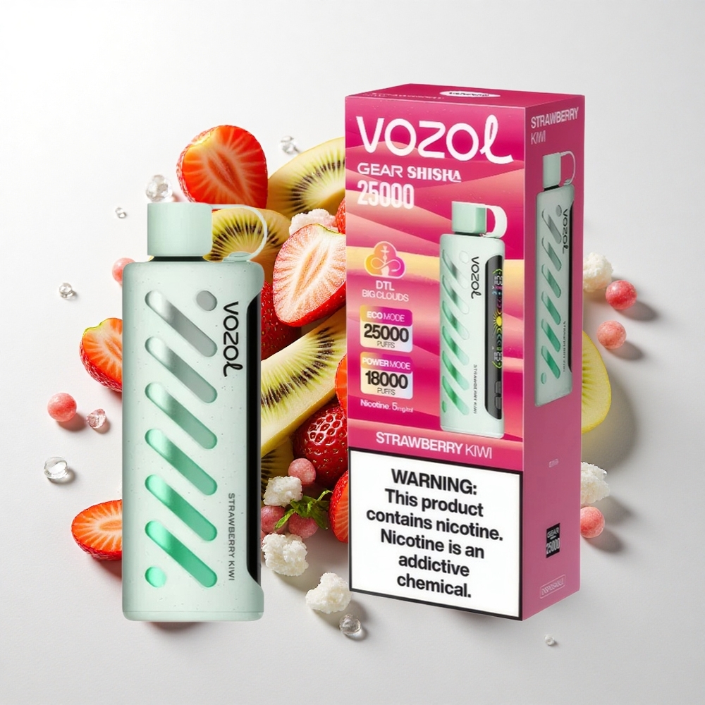 VOZOL Gear Shisha 25000 Puffs Jordbær Kiwi med 30 Lækre Smage og 1000mAh Batteri