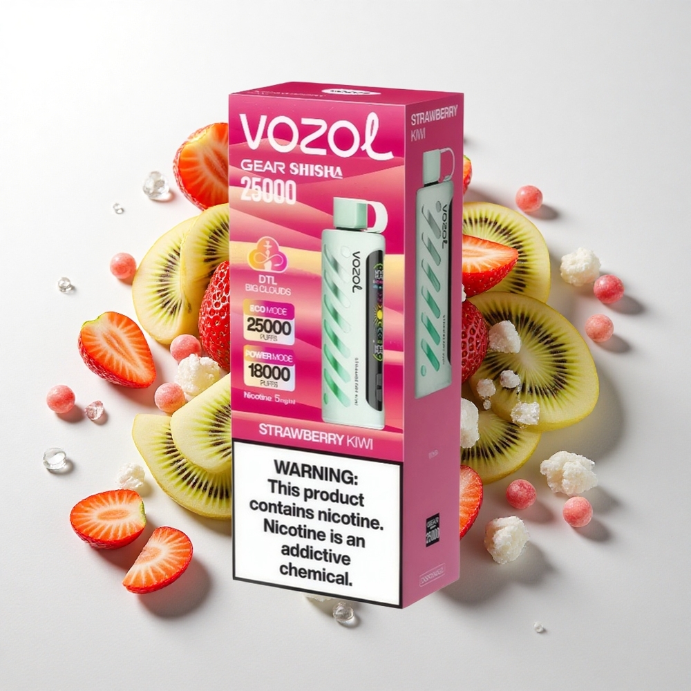 VOZOL Gear Shisha 25000 Puffs Jordbær Kiwi med 30 Lækre Smage og 1000mAh Batteri
