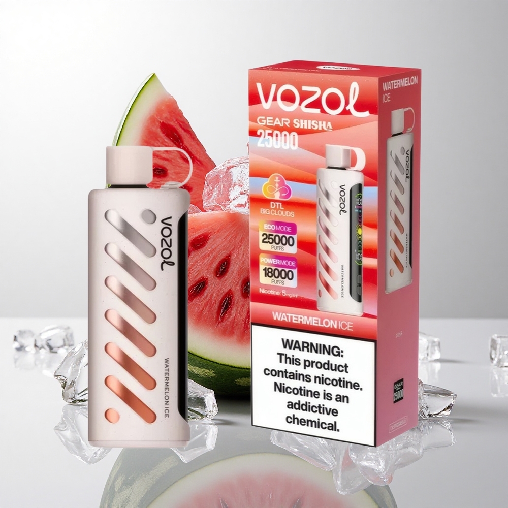 VOZOL Gear Shisha 25000 Puffs Vandmelon Is med 30 Lækre Smage og S.i.L.C Tech