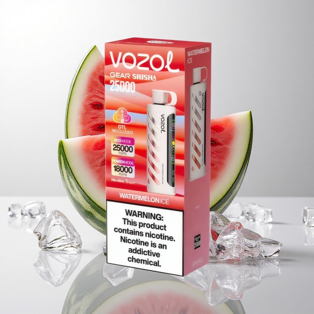 VOZOL Gear Shisha 25000 Puffs Vandmelon Is med 30 Lækre Smage og S.i.L.C Tech