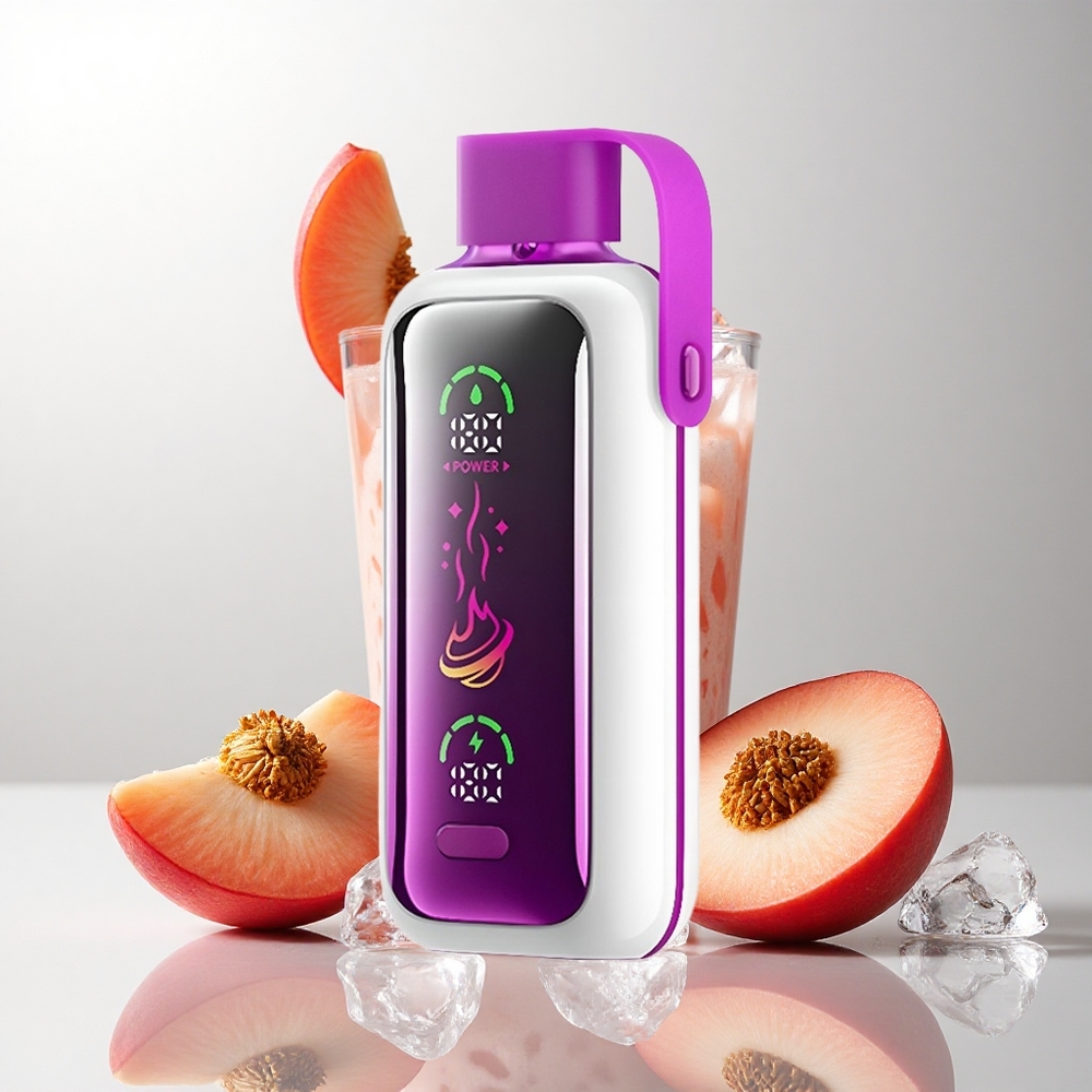 VOZOL Star 20000 Puffs Fersken Is med 2,2" HD spejlkærm og Dual Mesh